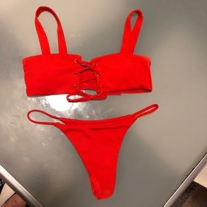 RED Tie top bikini set